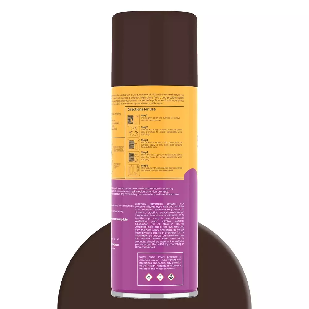 Zeeva Acrylic Spray Paint 400 ml Gloss Finish Fast Dry Chocolate Brown, ZC 8017
