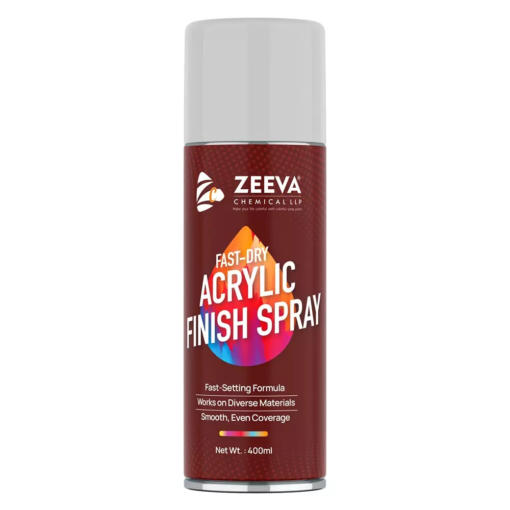 Zeeva Acrylic Spray Paint 400 ml Gloss Finish Quick Dry Silver Metallic