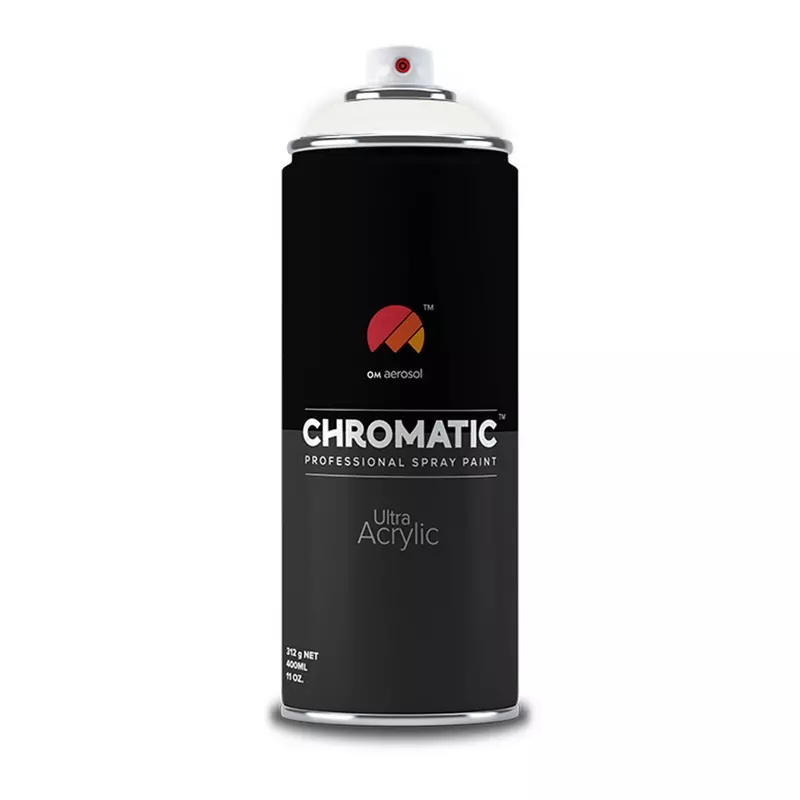 Om Aerosol Chromatic Ultra Acrylic Aerosol Professional Spray Paint 400 ml Traffic White Color, CH-9016