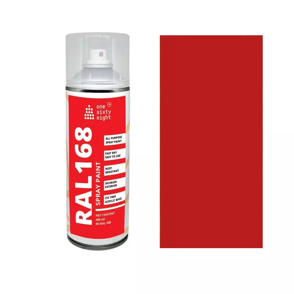 One sixty eight Spray Paint Gloss Finish 400 ml PO Red, RAL 168 - 3002