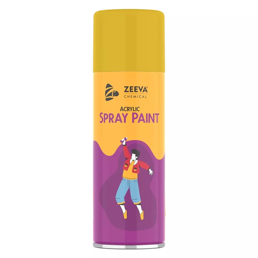 Zeeva Acrylic Spray Paint 400 ml Gloss Finish Fast Dry Dark Yellow, ZC 1012