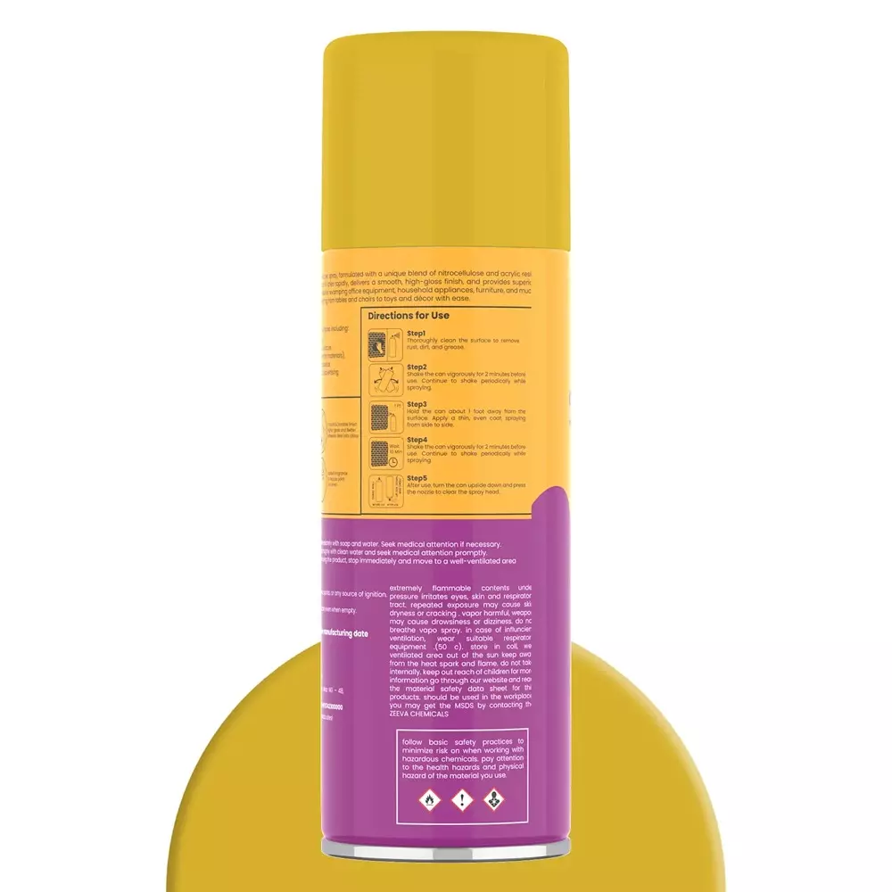 Zeeva Acrylic Spray Paint 400 ml Gloss Finish Fast Dry Dark Yellow, ZC 1012