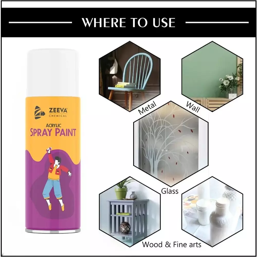 Zeeva Acrylic Spray Paint 400 ml Gloss Finish Fast Dry Dark Yellow, ZC 1012