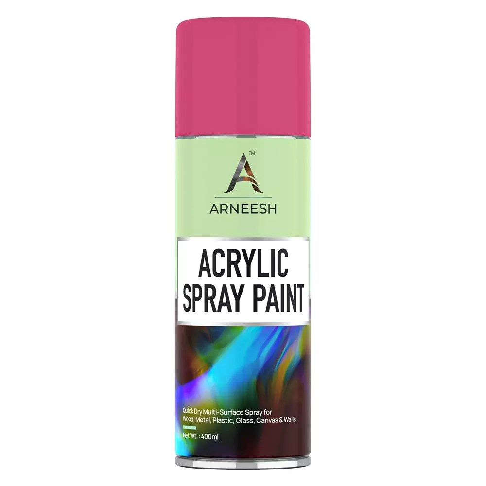 ARNEESH Acrylic Spray Paint 400 ml Gloss Finish Quick Dry Multi Surface Clear Coat Rubin Pink