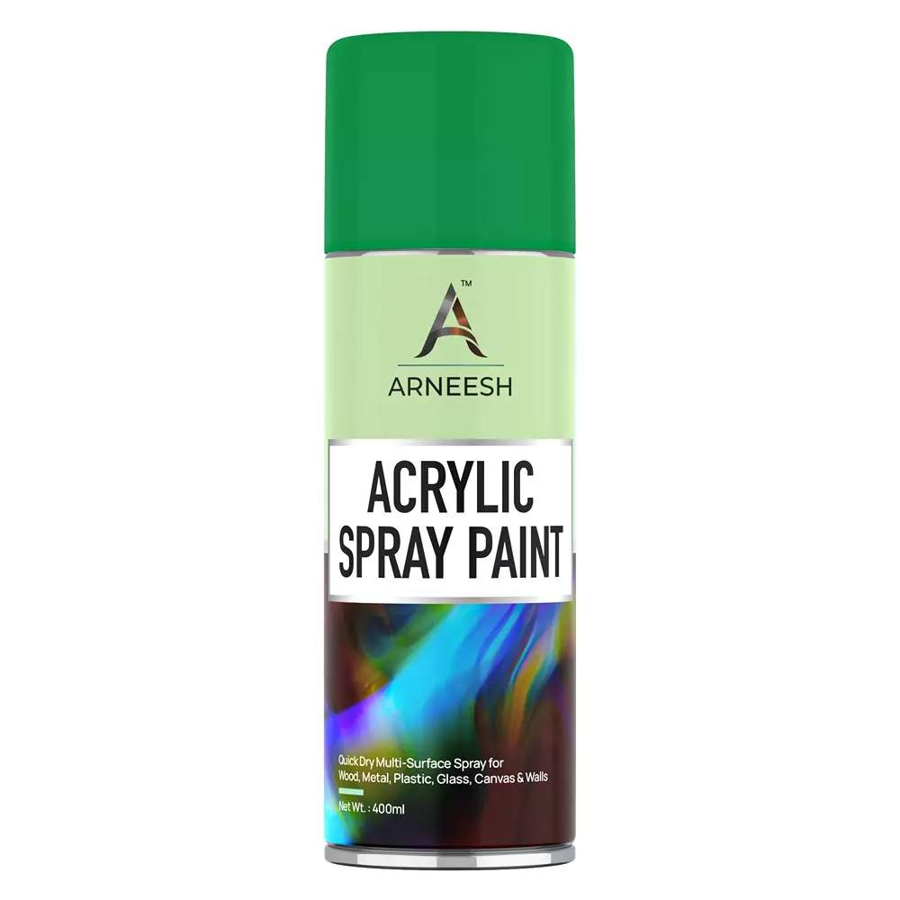 ARNEESH Acrylic Spray Paint 400 ml Gloss Finish Quick Dry Multi Surface Clear Coat Pure Green