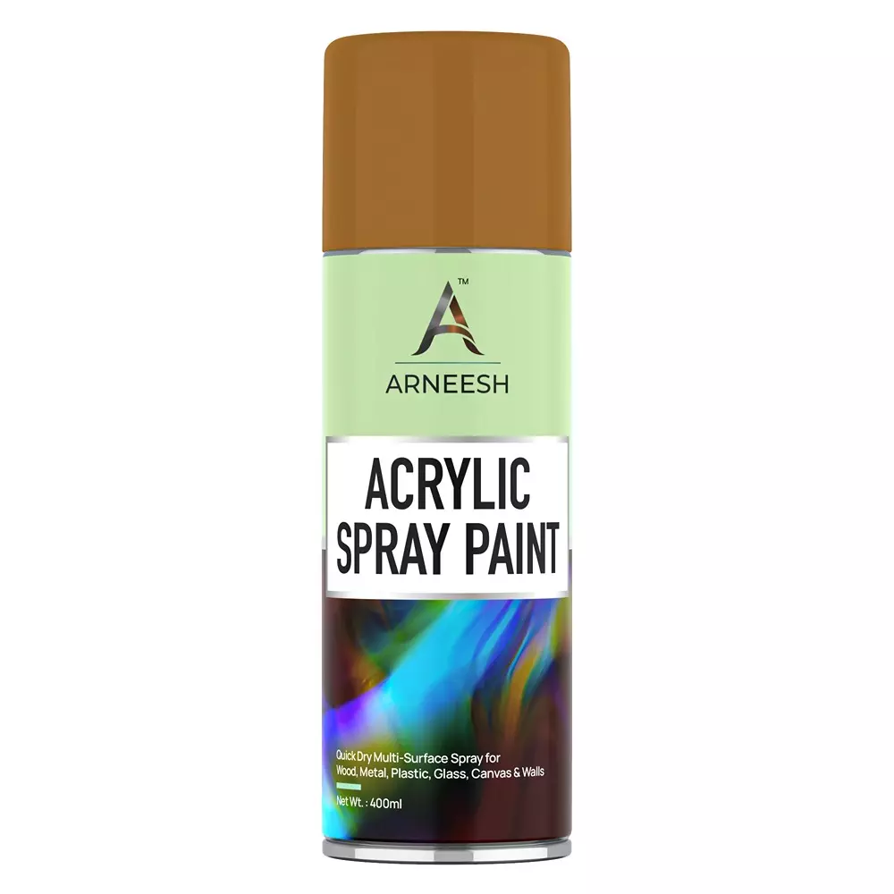 ARNEESH Acrylic Spray Paint 400 ml Gloss Finish Quick Dry Multi Surface Clear Coat Golden Brown