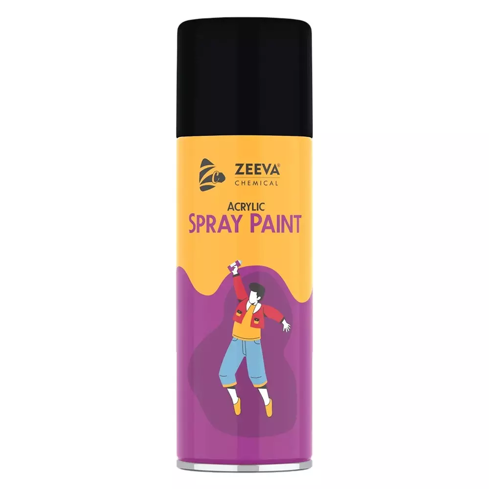 Zeeva Acrylic Spray Paint 400 ml Gloss Finish Fast Dry Black Glossy, ZC 701