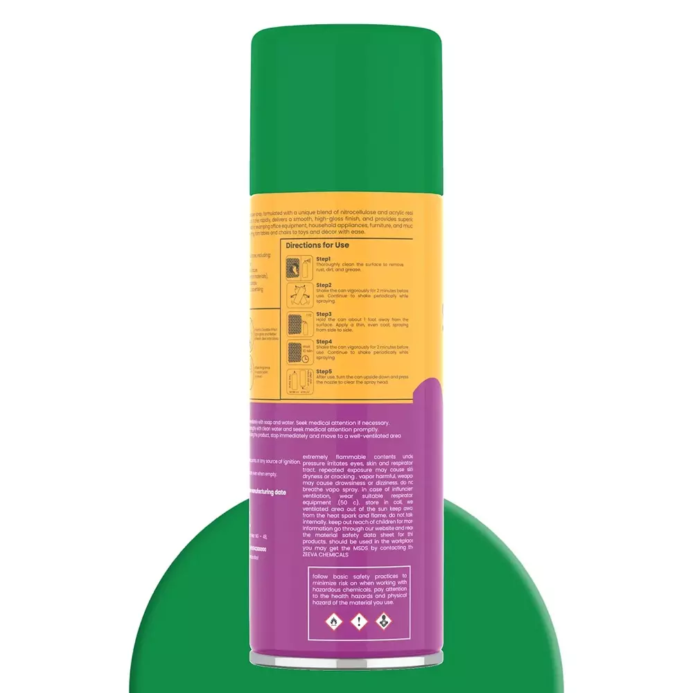 Zeeva Acrylic Spray Paint 400 ml Gloss Finish Fast Dry Pure Green, ZC 6037