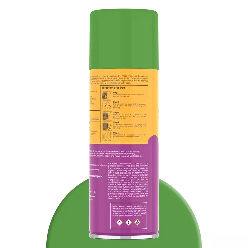 Zeeva Acrylic Spray Paint 400 ml Gloss Finish Fast Dry Parrot Green, ZC 6018
