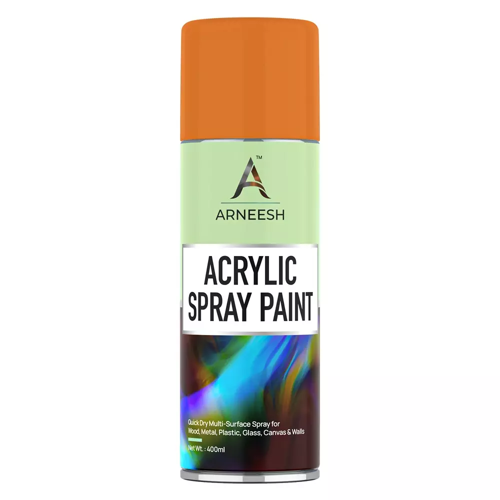 ARNEESH Acrylic Spray Paint 400 ml Gloss Finish Quick Dry Multi Surface Clear Coat Light Orange