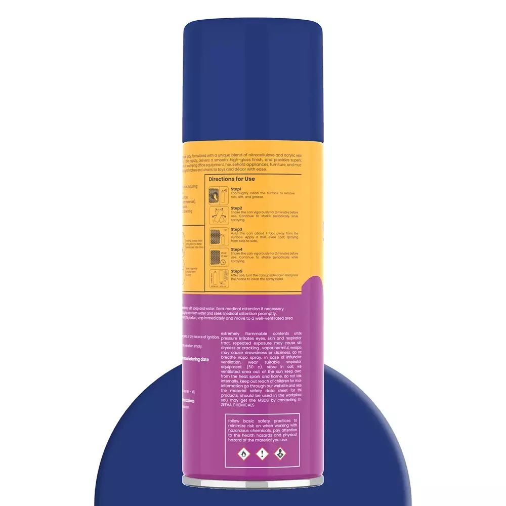 Zeeva Acrylic Spray Paint 400 ml Gloss Finish Fast Dry Ultramarine Blue, ZC 5002