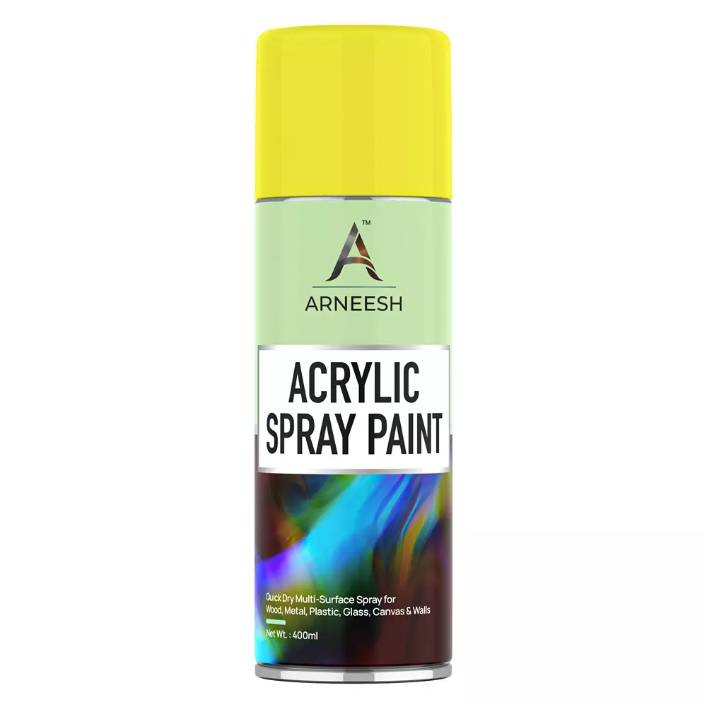 ARNEESH Acrylic Spray Paint 400 ml Gloss Finish Quick Dry Multi Surface Clear Coat Jasmine Yellow