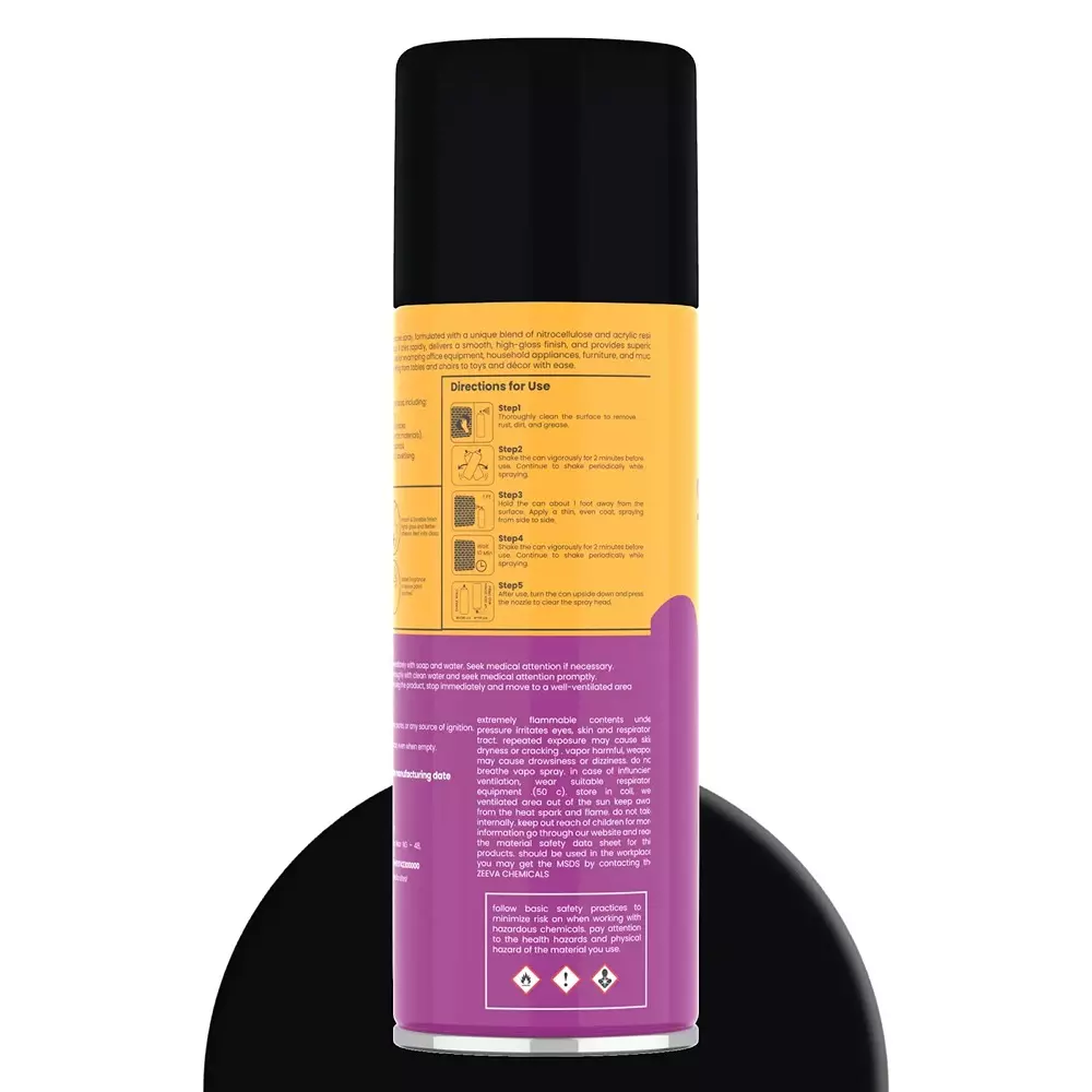 Zeeva Acrylic Spray Paint 400 ml Gloss Finish Fast Dry Black Matt, ZC 703