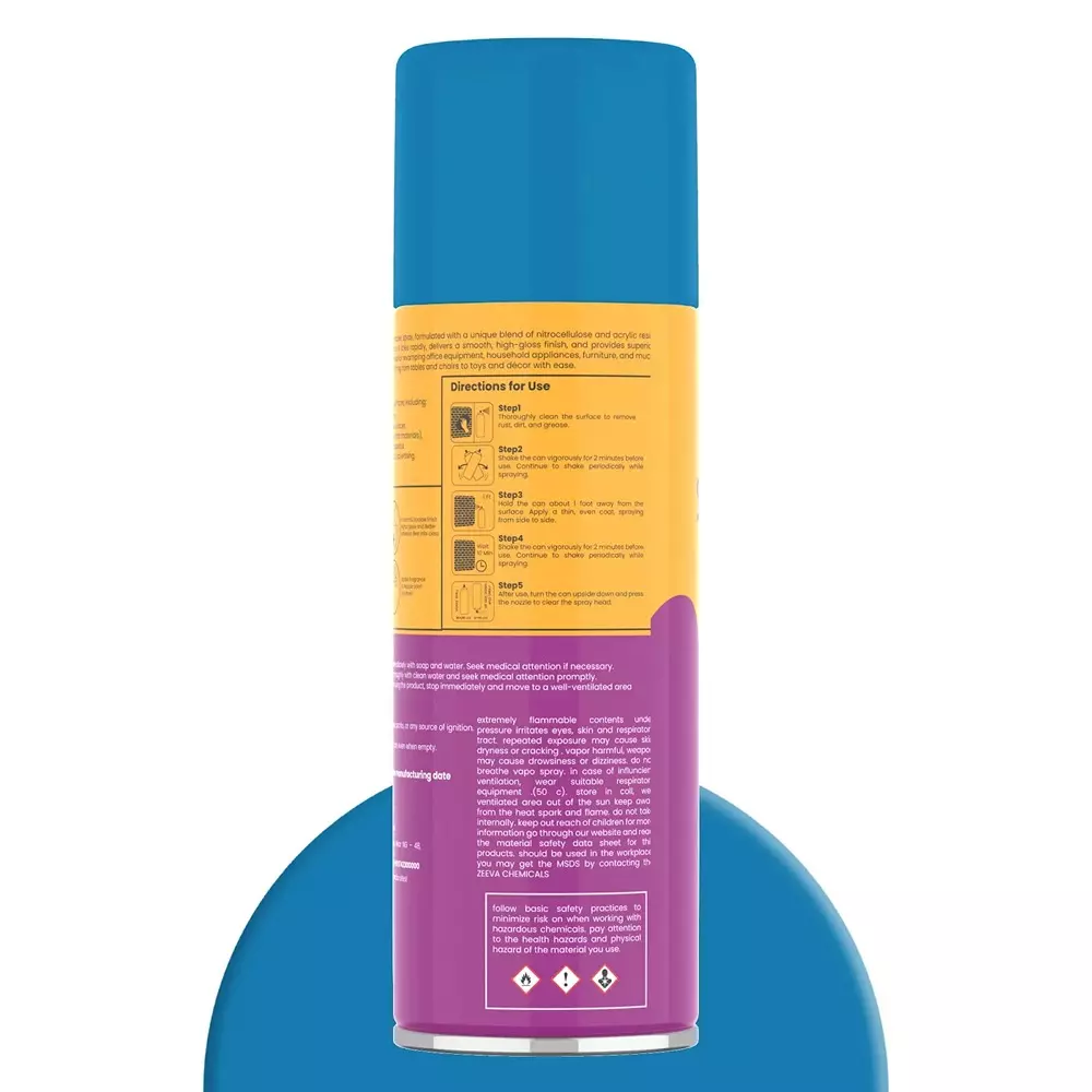 Zeeva Acrylic Spray Paint 400 ml Gloss Finish Fast Dry Sky Blue, ZC 5015