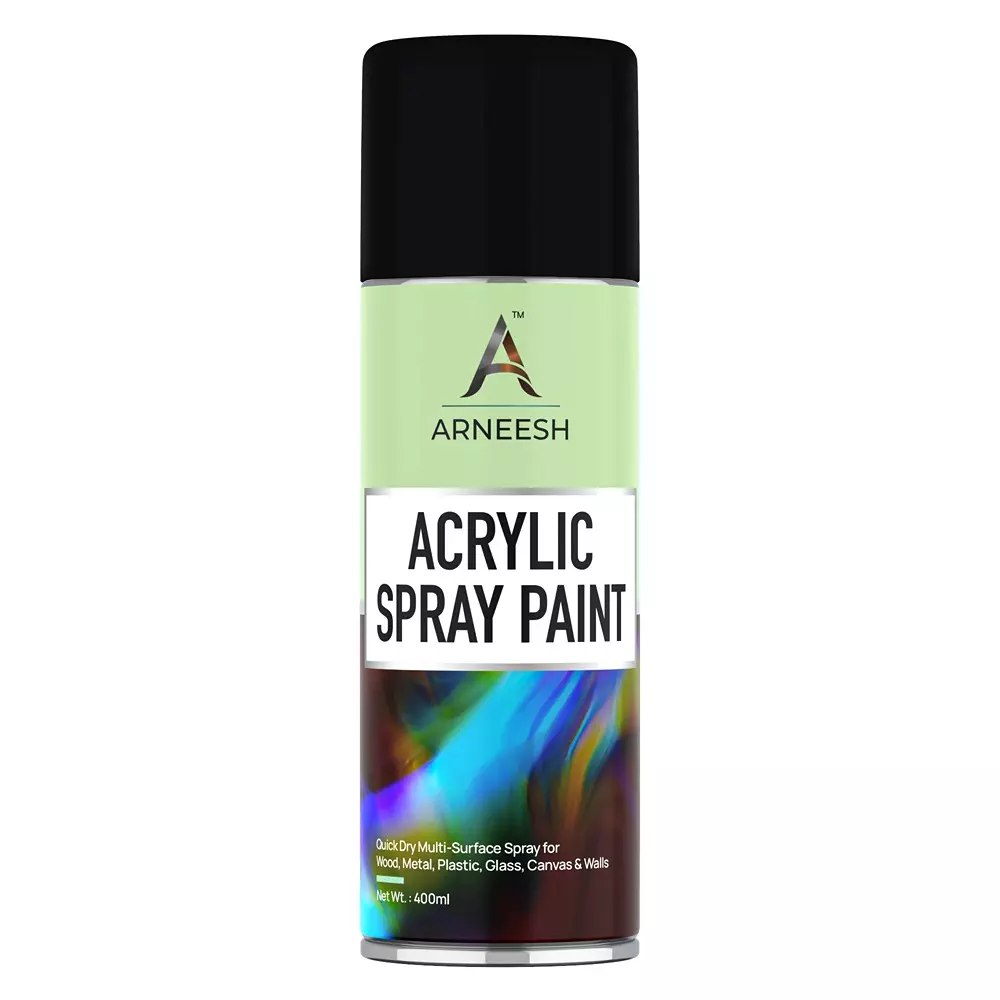 ARNEESH Acrylic Spray Paint 400 ml Gloss Finish Quick Dry Multi Surface Clear Coat Black Matt