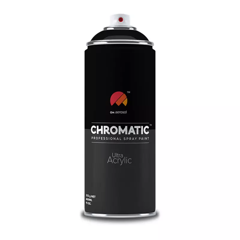 Om Aerosol Chromatic Ultra Acrylic Aerosol Professional Spray Paint 400 ml Black Matt Color, CH-703