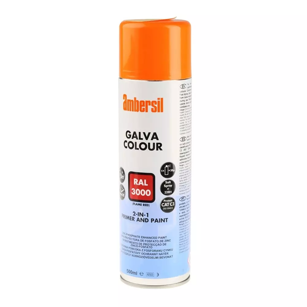Ambersil 500 ml RAL 3000 Red Satin Spray Paint, 6190011531