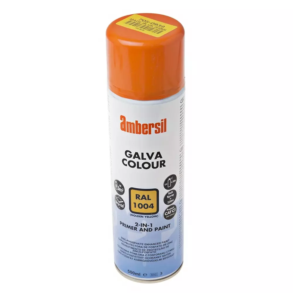 Ambersil 500 ml RAL 1004 Yellow Satin Spray Paint, 6190011530