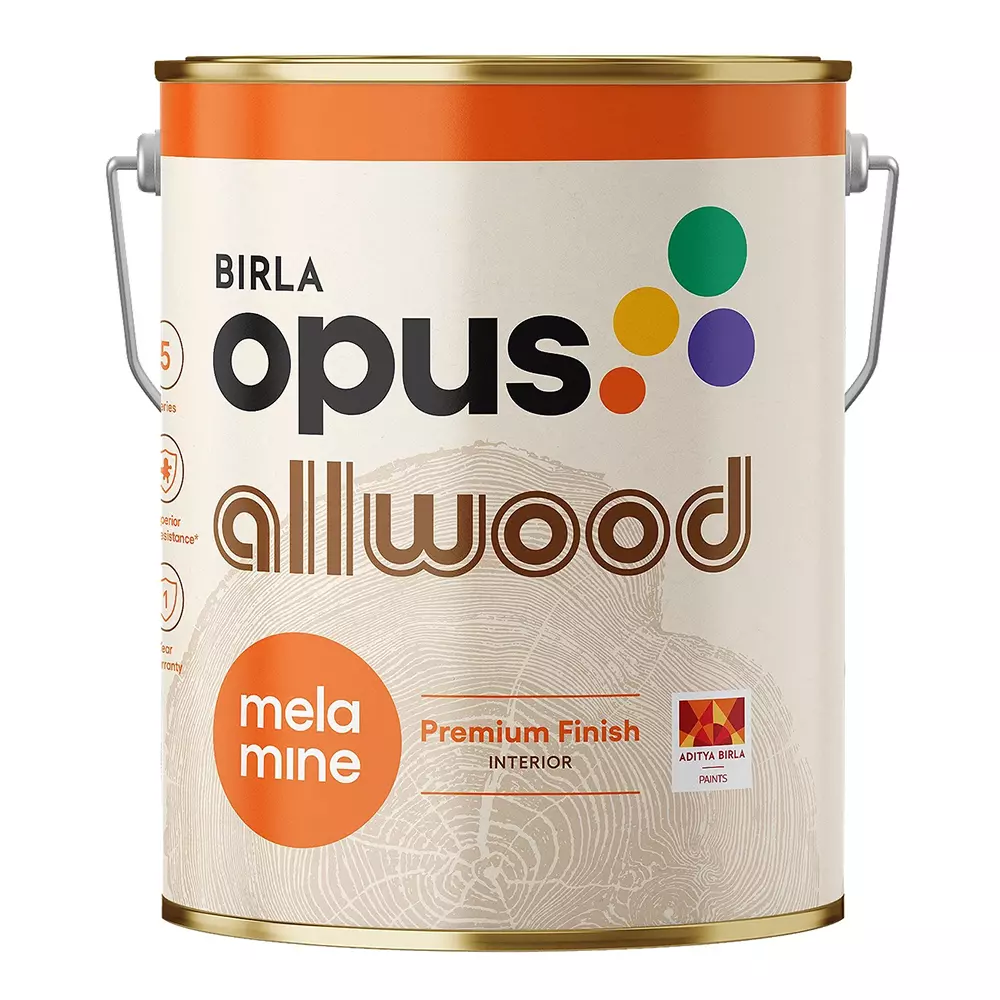 Birla Opus Allwood Melamine Gloss Clear 4 L for Interior Wooden Surface, 951802