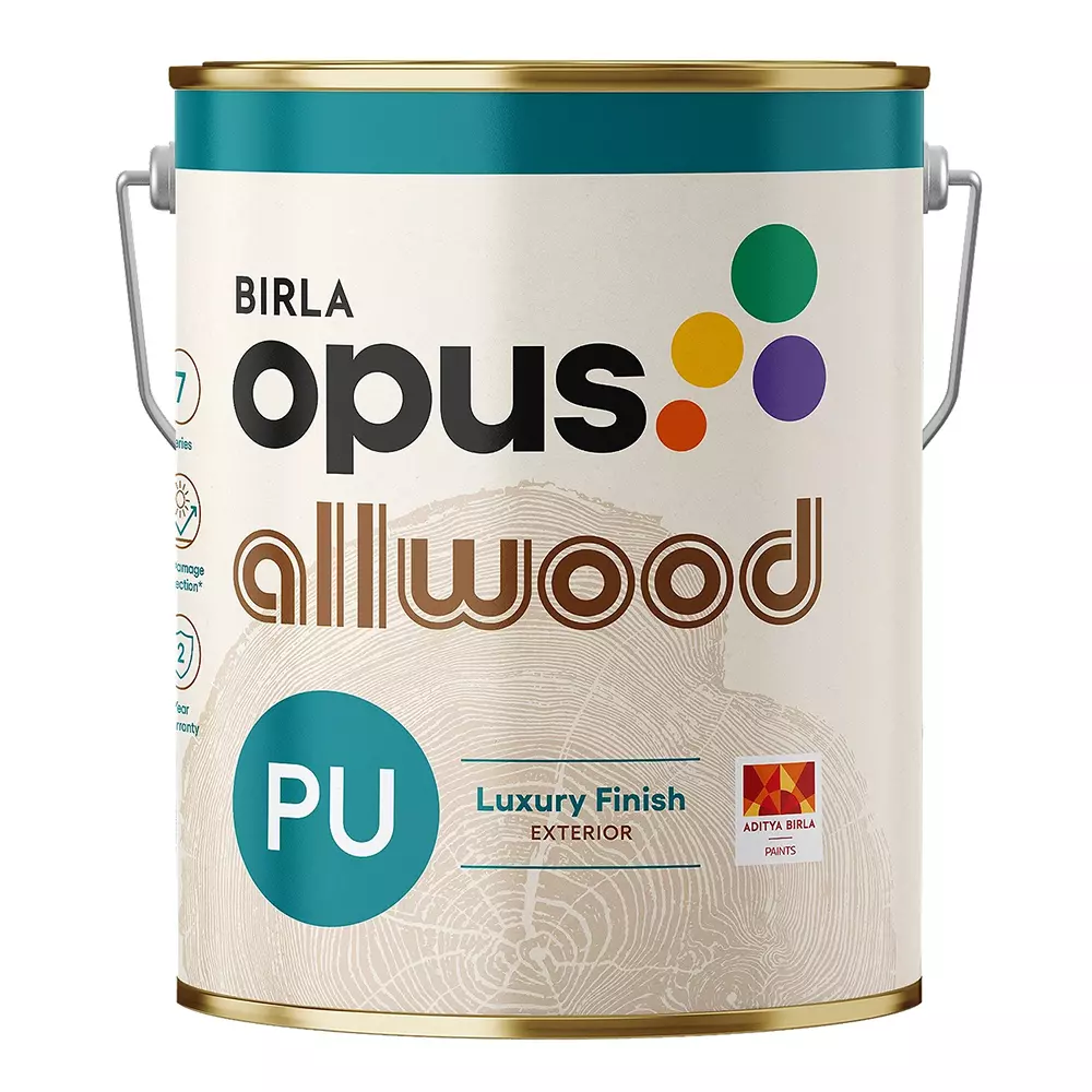 Birla Opus Allwood PU Exterior Sealer Clear 20 L for Exterior Wooden Surface, 950011