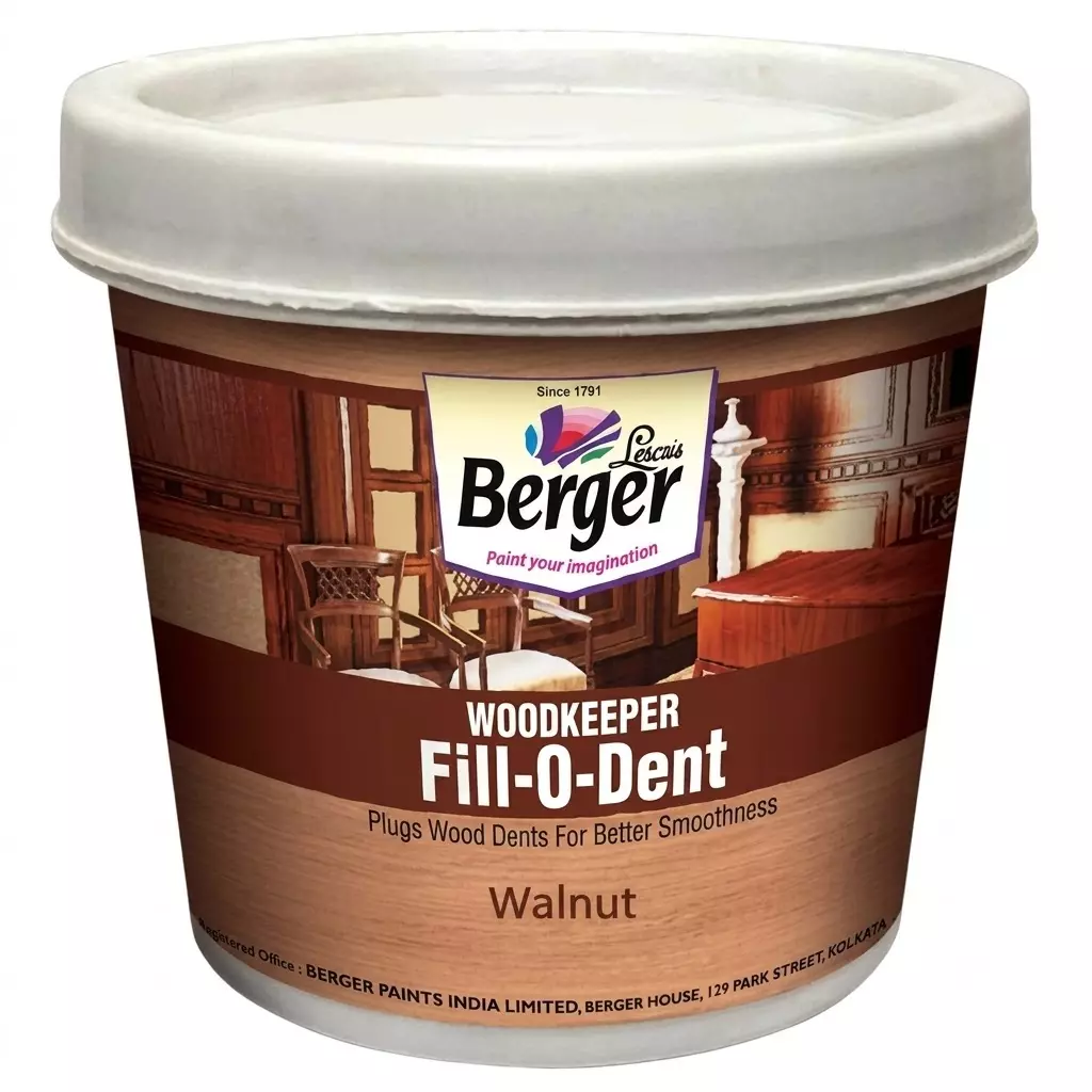 Berger 1 Kg Fill-O-Dent Wood Filler Walnut Color with 175±15 Poise Viscosity and 1.85±0.05 g/L Specific Gravity