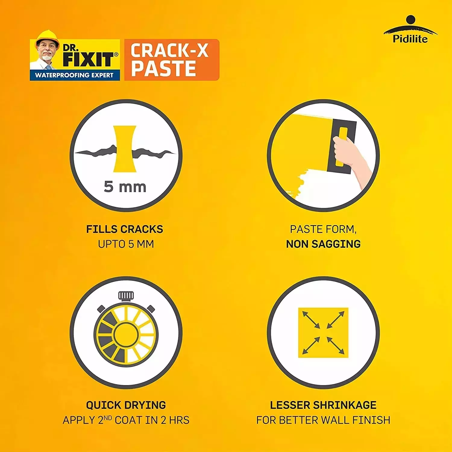 Dr Fixit 201 Crack X Paste Crack Filler 1 Kg Capacity (Pack of 5 Pcs)