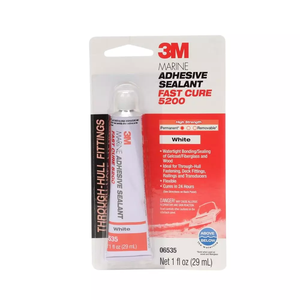 3M Marine Adhesive Sealant Fast Cure 29.6 ml 60 Shore A Hardness White, 51135065204