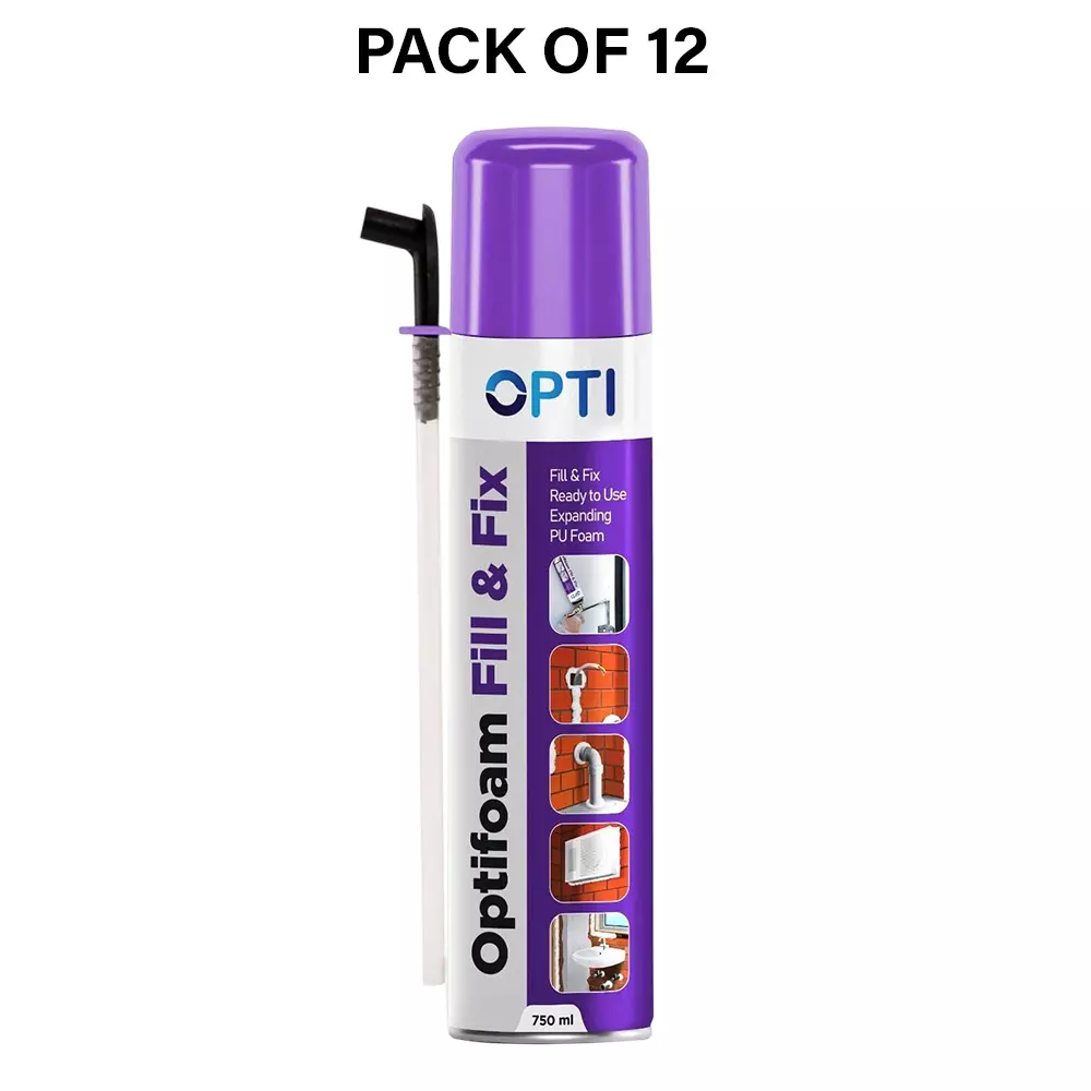 Opti Polyurethane (PU) Foam Sealant Optifoam Fill & Fix White 750 ml (Pack of 12)