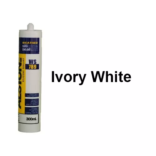 Alstone Weatherproof Silicone Sealant Ivory White 300 ml Paste Item Form Cartridge for Interior & Exterior Gap Filing or Repairing Use, WS-789 (Pack of 6 Pcs)
