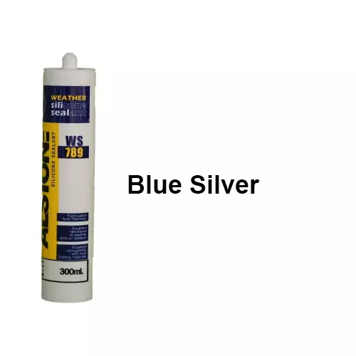 Alstone Weatherproof Silicone Sealant Blue Silver 300 ml Paste Item Form Cartridge for Interior & Exterior Gap Filing or Repairing Use, WS-789 (Pack of 6 Pcs)