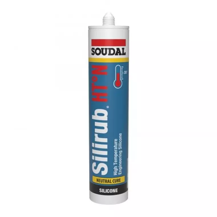 Soudal NEUTRAL Silicone Sealant High Temperature 310 ml Black 280°C Temperature, Silirub HT-N
