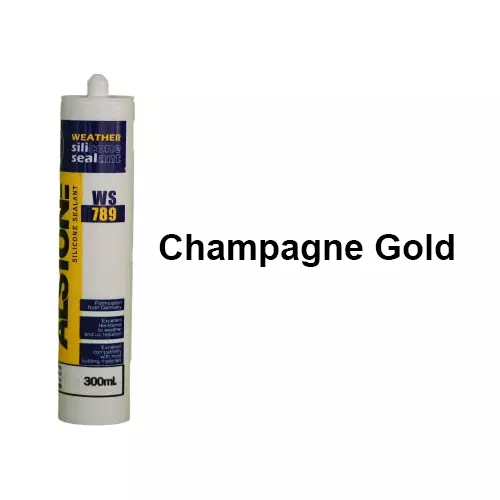 Alstone Weatherproof Silicone Sealant Champagne Gold 300 ml Paste Item Form Cartridge for Interior & Exterior Gap Filing or Repairing Use, WS-789 (Pack of 6 Pcs)