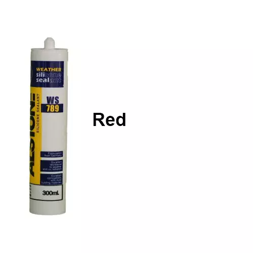 Alstone Weatherproof Silicone Sealant Red 300 ml Paste Item Form Cartridge for Interior & Exterior Gap Filing or Repairing Use, WS-789 (Pack of 6 Pcs)