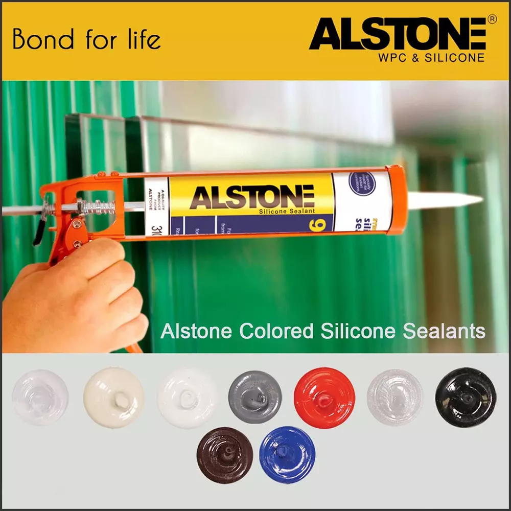 Alstone Weatherproof Silicone Sealant Super Gold 300 ml Paste Item Form Cartridge for Interior & Exterior Gap Filing or Repairing Use, WS-789 (Pack of 6 Pcs)