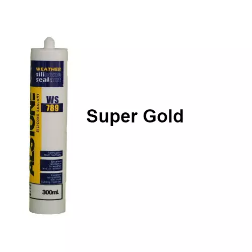 Alstone Weatherproof Silicone Sealant Super Gold 300 ml Paste Item Form Cartridge for Interior & Exterior Gap Filing or Repairing Use, WS-789 (Pack of 6 Pcs)