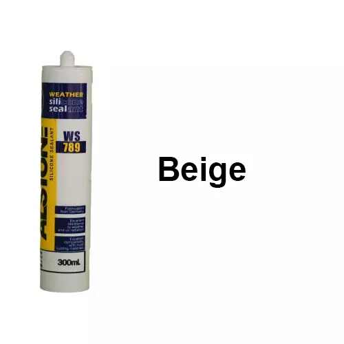 Alstone Weatherproof Silicone Sealant Beige 300 ml Paste Item Form Cartridge for Interior & Exterior Gap Filing or Repairing Use, WS-789 (Pack of 6 Pcs)