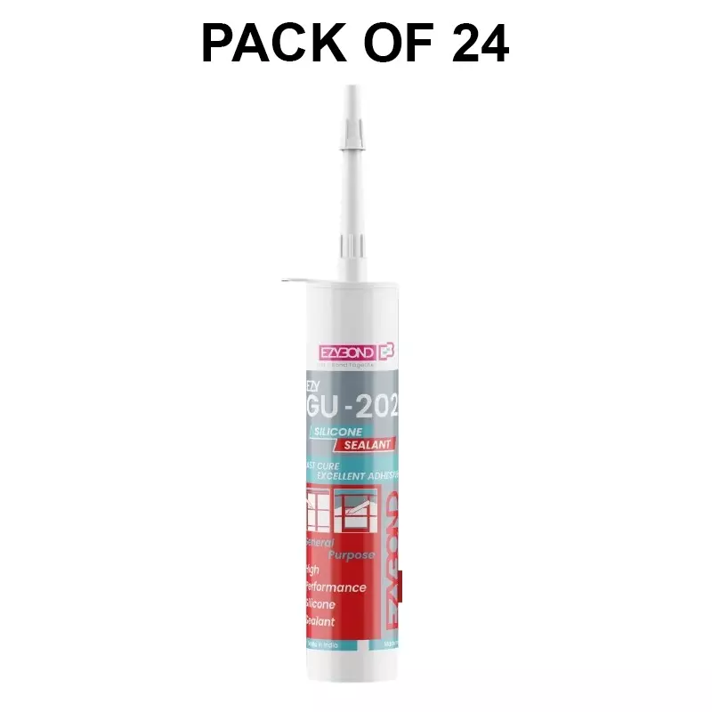 Ezybond Acetoxy Silicone Sealant Cartridge 260 ml Black, Ezy GU 202 (Pack of 24 Pcs)