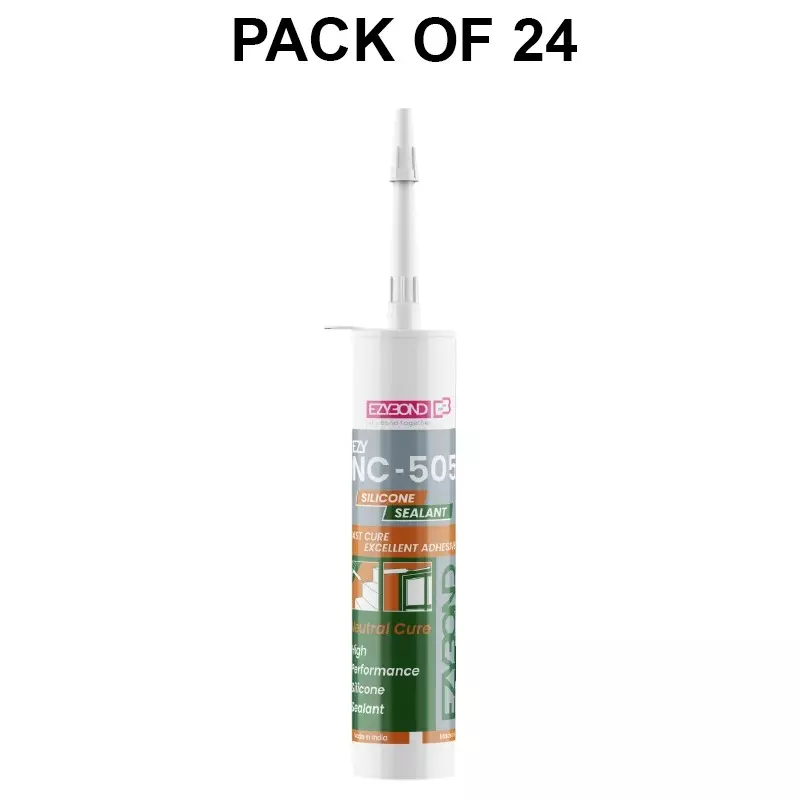 Ezybond Neutral Cure Silicone Sealant Cartridge 270 ml Clear, Ezy NC 505 (Pack of 24 Pcs)
