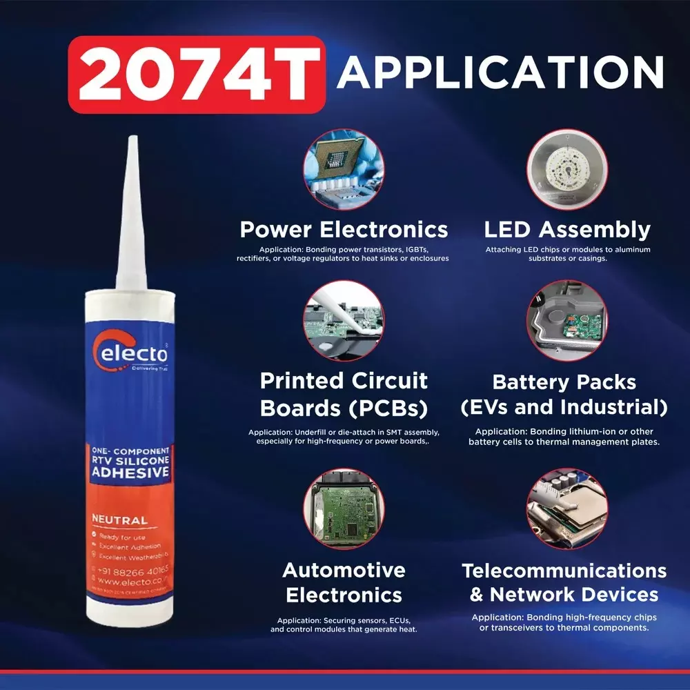Electo 2074T RTV Thermal Adhesive White 2.0 TC Liquid Item Form 300 ml Cartridge Packaging Type