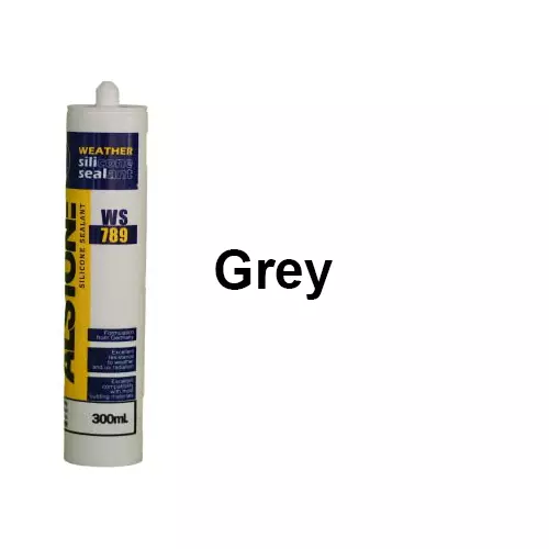 Alstone Weatherproof Silicone Sealant Grey 300 ml Paste Item Form Cartridge for Interior & Exterior Gap Filing or Repairing Use, WS-789 (Pack of 6 Pcs)