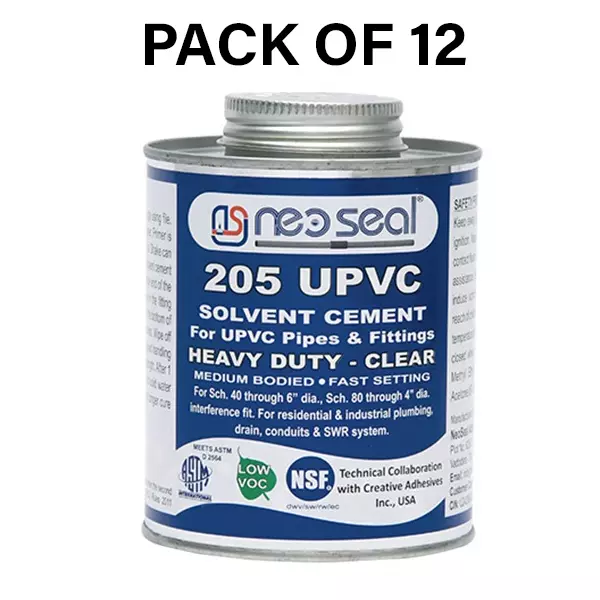 NeoSeal UPVC Nsf Heavy Duty Solvent Cement Clear Grade-205 Tin 237 ml (Pack of 12)