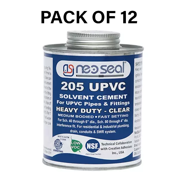NeoSeal UPVC Nsf Heavy Duty Solvent Cement Clear Grade-205 Tin 473 ml (Pack of 12)