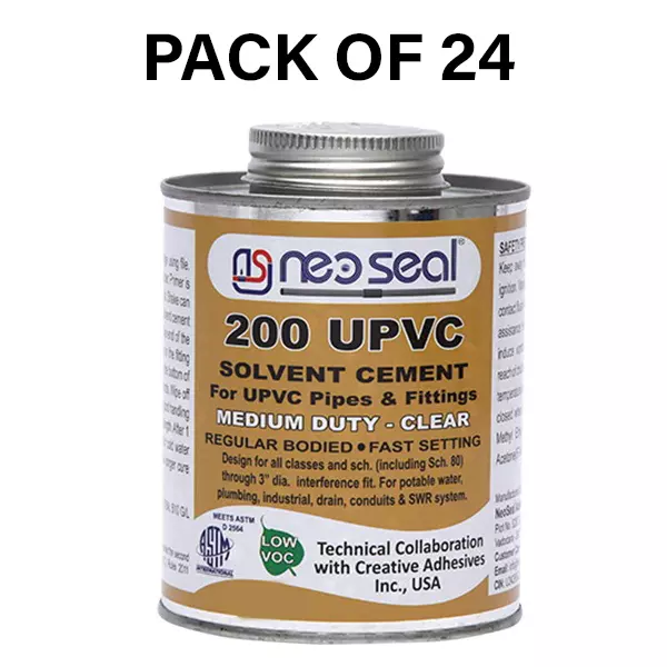 NeoSeal UPVC Medium Duty Solvent Cement Clear Grade-200 Tin 50 ml (Pack of 24)
