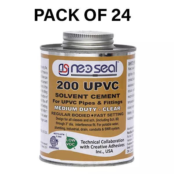 NeoSeal UPVC Medium Duty Solvent Cement Clear Grade-200 Tin 100 ml (Pack of 24)