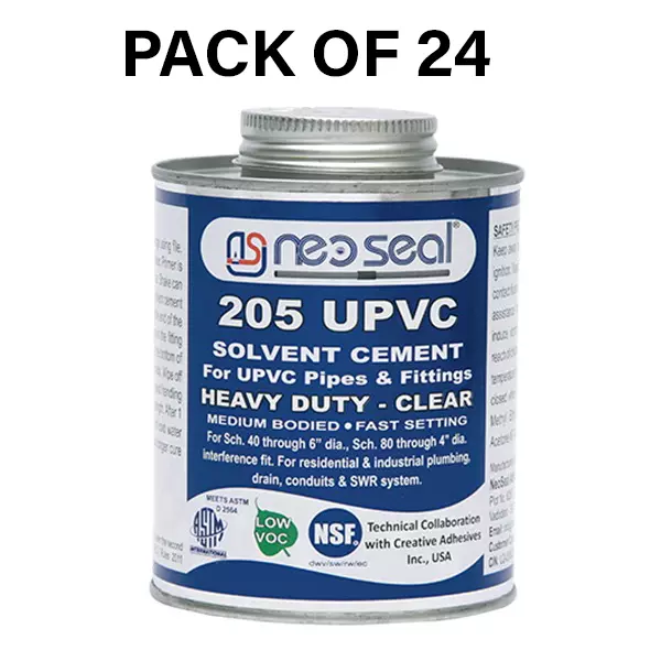 NeoSeal UPVC Nsf Heavy Duty Solvent Cement Clear Grade-205 Tin 59 ml (Pack of 24)