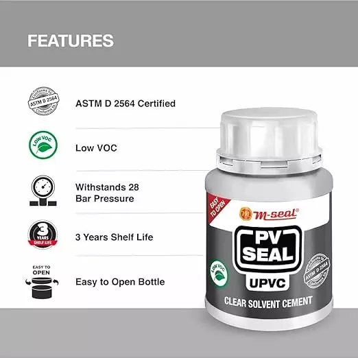 M-Seal PV Seal UPVC Clear Solvent Cement 100 ml Coex Pack for UPVC Pipes and Fittings (Pack of 48)