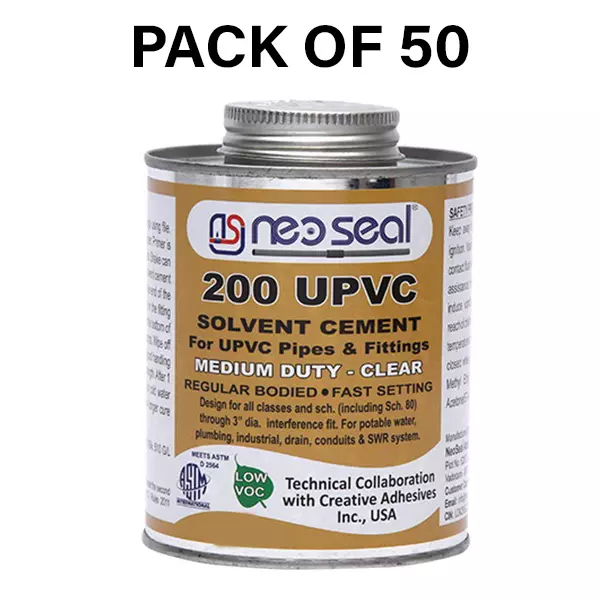NeoSeal UPVC Medium Duty Solvent Cement Clear Grade-200 Tube 20 ml (Pack of 50)