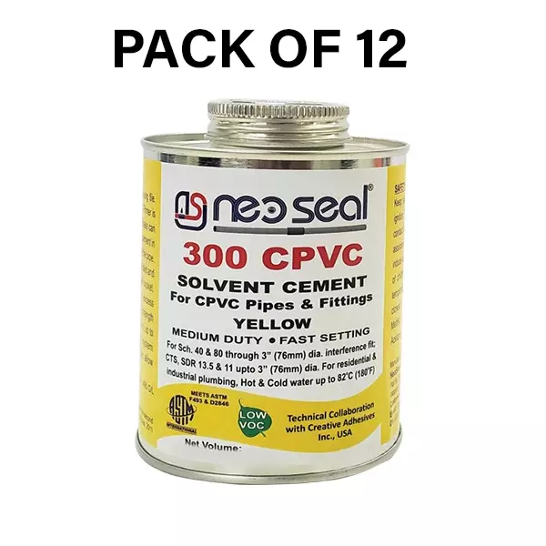 NeoSeal CPVC Solvent Cement Yellow Grade-300 Tin 237 ml (Pack of 12)
