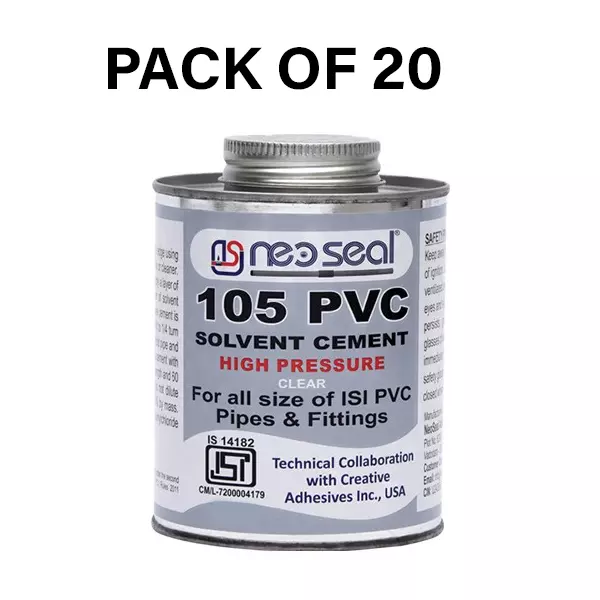 NeoSeal High Peressure Isi PVC Solvent Cement Grade-105 Tin 500 ml (Pack of 20)