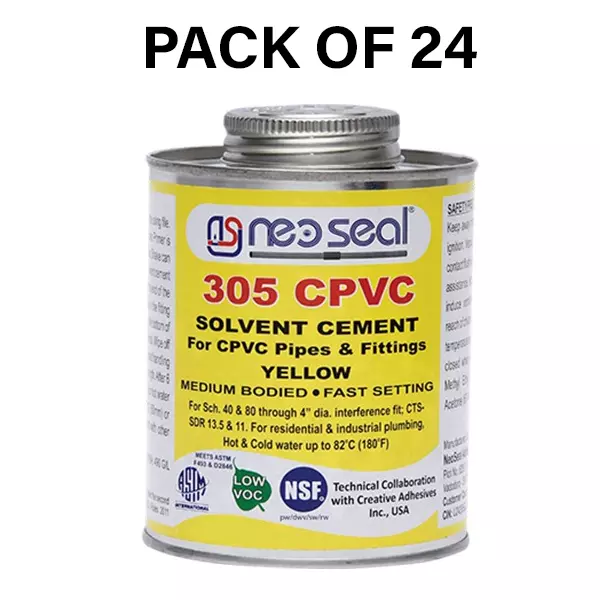 NeoSeal CPVC NSF Solvent Cement Yellow Grade-305 Tin 100 ml (Pack of 24)